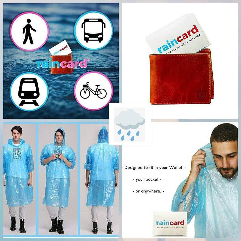 Reusable Wallet Rain Card | Rain Coat for Adults (Pack of 5) Multicolour