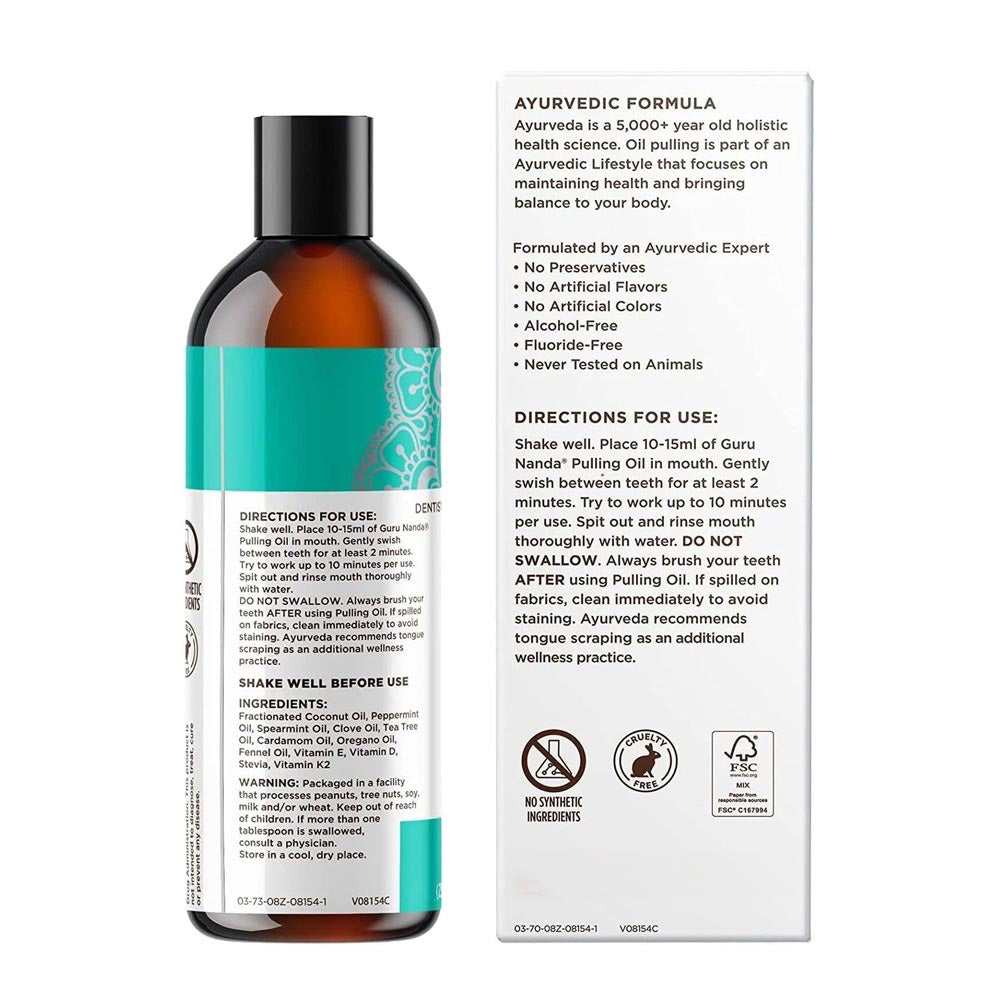 Guru Nanda Natural Coconut & Mint Teeth Whitening Oil for Rinse